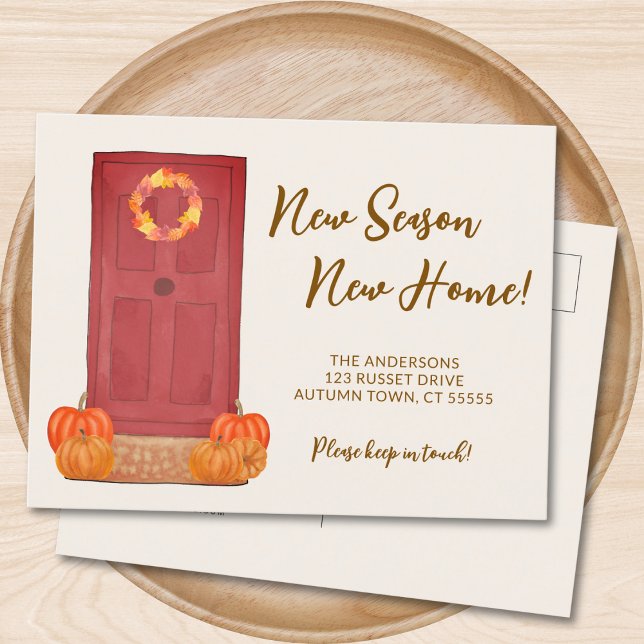 Postal De Anuncios Nueva Temporada Nuevo Hogar Calabaza Puerta Otoño (Subido por el creador)
