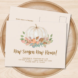 Postal De Anuncios Nueva Temporada Nuevo Hogar Otoño Calabaza Mudanza