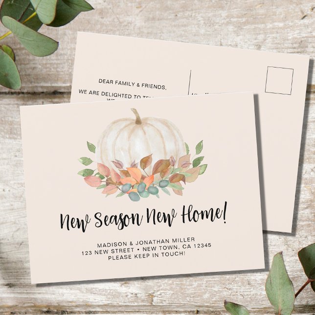 Postal De Anuncios Nueva Temporada Nuevo Hogar Otoño Pumpkin Mudanza (Subido por el creador)