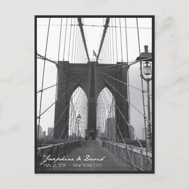 Postal De Anuncios Nueva York Puente de Brooklyn Guardar la Fecha (Anverso)