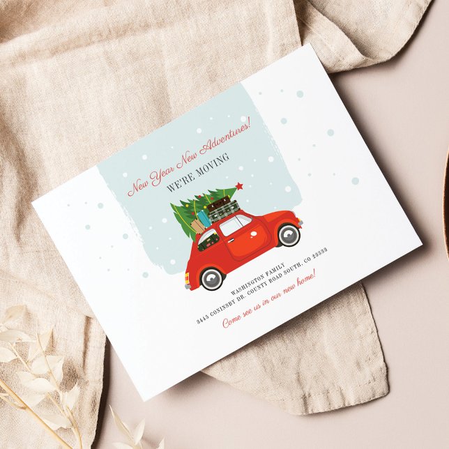 Postal De Anuncios Nuevas aventuras de Año Nuevo estamos moviendo nue (Holiday Moving Announcement Postcard)