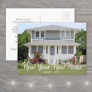 Postal De Anuncios Nuevo año nuevo guión de casa Festividad en movimi