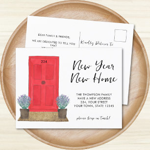 Postal De Anuncios Nuevo año nuevo hogar puerta roja en movimiento