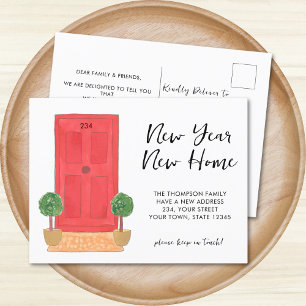 Postal De Anuncios Nuevo año nuevo hogar puerta roja en movimiento