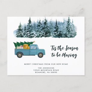 Postal De Anuncios Nuevo árbol de navidad de camionetas azules de cos