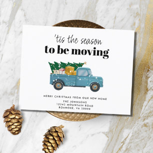 Postal De Anuncios Nuevo árbol de navidad de camionetas azules de cos