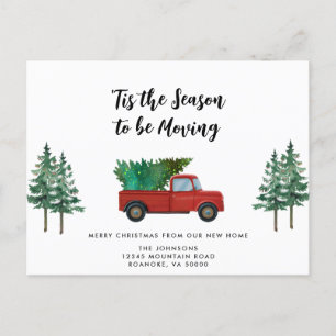 Postal De Anuncios Nuevo árbol de navidad de camionetas rojas de vint
