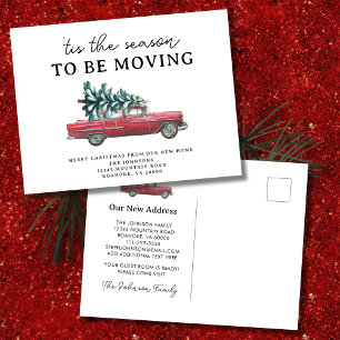 Postal De Anuncios Nuevo árbol de navidad del auto rojo vintage domés