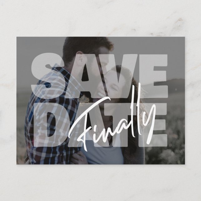 Postal De Anuncios Nuevo boda de fecha foto moderno guardar el aniver (Anverso)