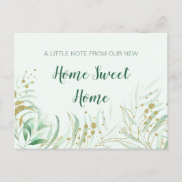 Postal De Anuncios Nuevo Hogar Dulce Hogar Acuarela Follaje Mudanza