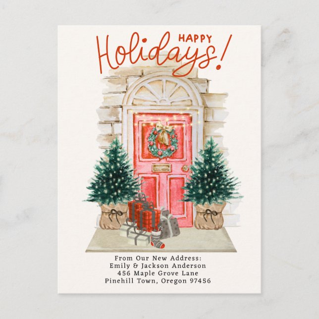 Postal De Anuncios Nuevo hogar - Navidades de vacaciones Puerta de de (Anverso)