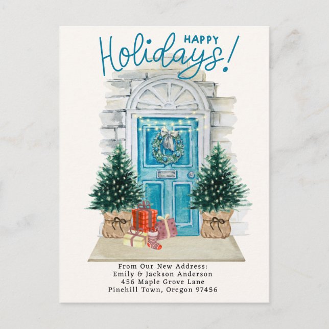 Postal De Anuncios Nuevo hogar - Navidades de vacaciones Puerta de de (Anverso)