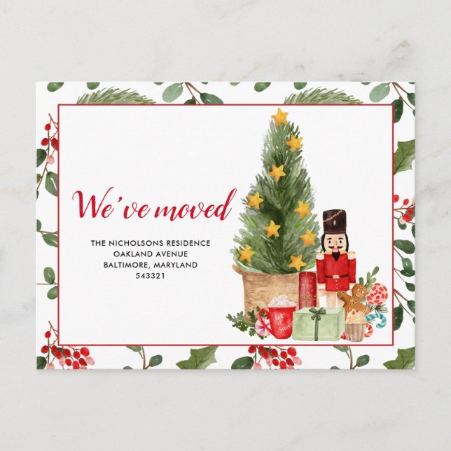 Postal De Anuncios Nuevo Hogar | Nos Mudamos Cascanueces Navideño (Anverso)