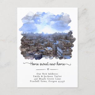 Postal De Anuncios Nuevo hogar - Nueva ciudad de acuarela de direcció