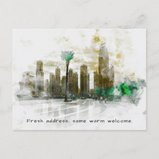 Postal De Anuncios Nuevo hogar - Nueva dirección Ciudad moderna