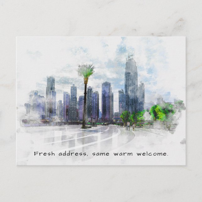 Postal De Anuncios Nuevo Hogar - Nueva Dirección Ciudad Moderna (Anverso)