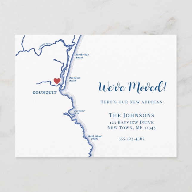 Postal De Anuncios Nuevo Hogar Ogunquit Maine Map Moving (Anverso)