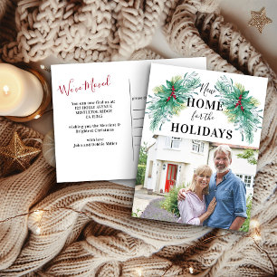 Postal De Anuncios Nuevo Hogar para las Fiestas de Navidad Holly Garl