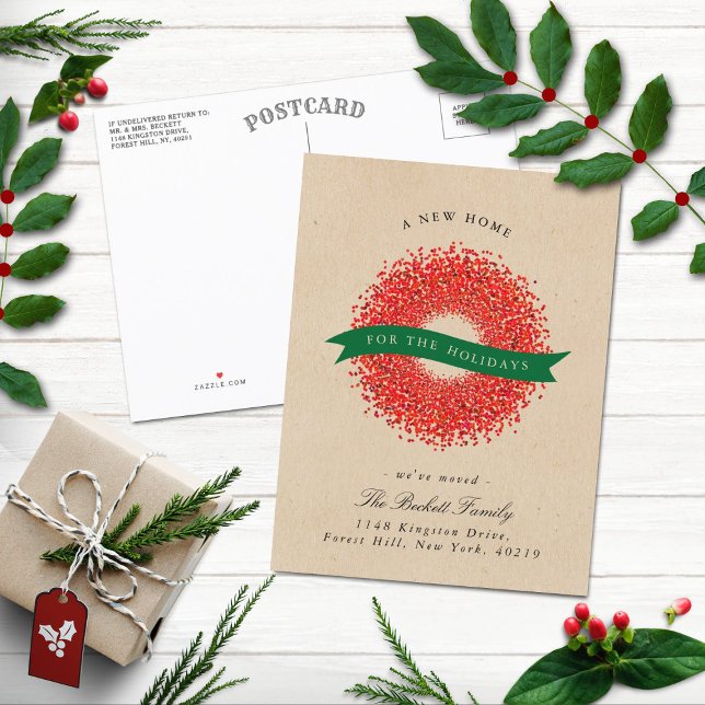 Postal De Anuncios Nuevo Hogar Para Las Fiestas | Movimiento Rústico  (Subido por el creador)
