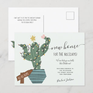 Postal De Anuncios Nuevo hogar para Navidades divertidos cactus garla