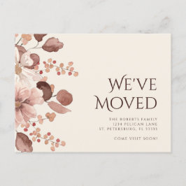 Postal De Anuncios Nuevo hogar Terracota Rubor Floral Moving