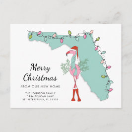 Postal De Anuncios Nuevo Mapa de Florida de la casa de Navidad Flamen