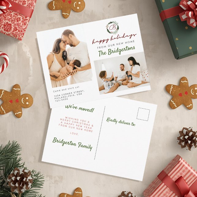 Postal De Anuncios Nuevo Navidad casero WreathDos familias fotográfic (Subido por el creador)
