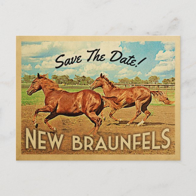 Postal De Anuncios Nuevos Braunfels Texas Salva a los Caballos de Fec (Anverso)