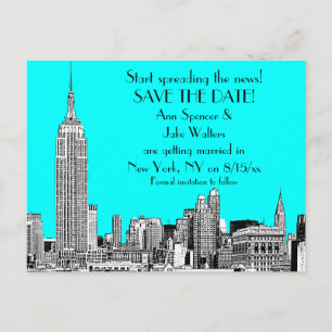 Postal De Anuncios NYC Skyline 01 Color de DIY BG grabado Guardar la 