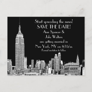 Postal De Anuncios NYC Skyline 01 Grabado Antecedentes de Color de Fo