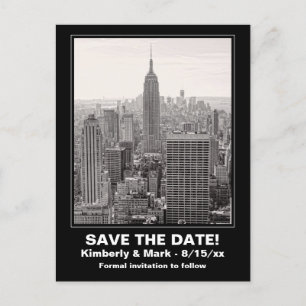 Postal De Anuncios NYC Skyline ESB BW 1 Guardar la fecha