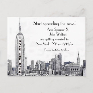 Postal De Anuncios NYC Skyline Grabado 01 Save the Date