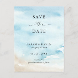 Postal De Anuncios Océano acuarela mar verano playa guardar la fecha