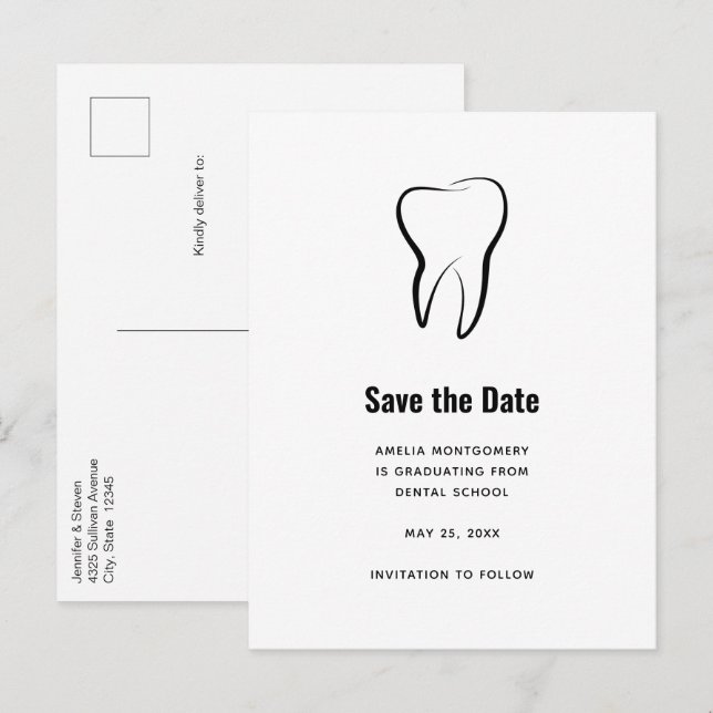 Postal De Anuncios Odontología Dental Médico Save la Fecha (Anverso / Reverso)