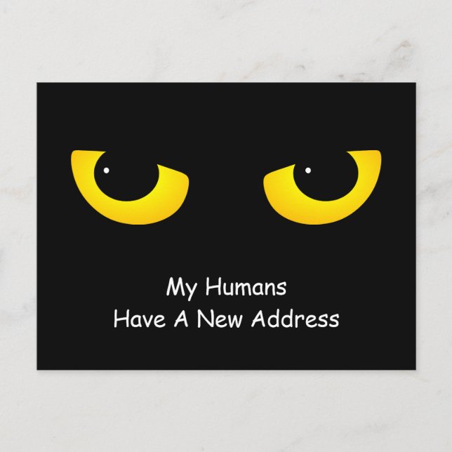 Postal De Anuncios Ojos de gato Mis humanos tienen una nueva direcció (Anverso)
