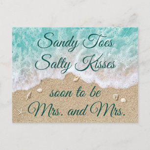 Postal De Anuncios Olas de Playa Pies Arenoso Besos Salados Señora y 