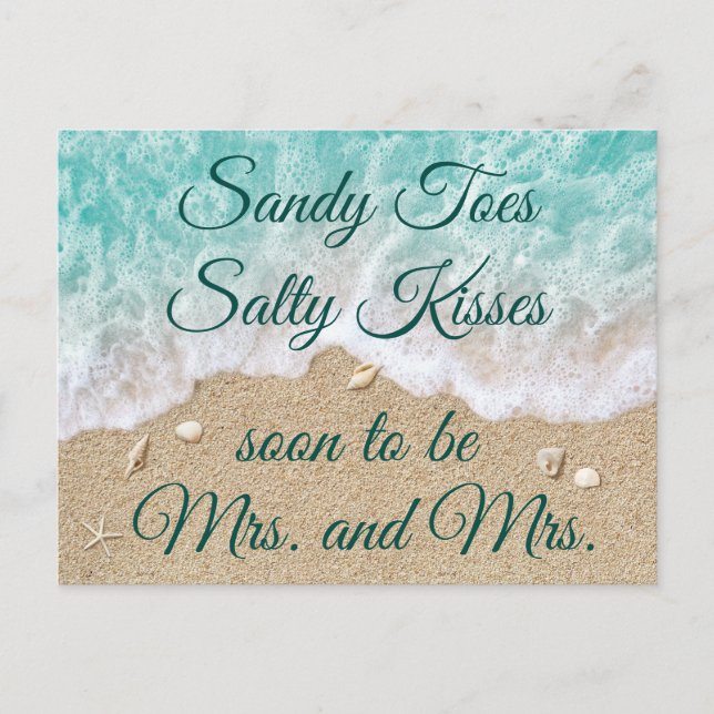 Postal De Anuncios Olas de Playa Pies Arenoso Besos Salados Señora y  (Anverso)