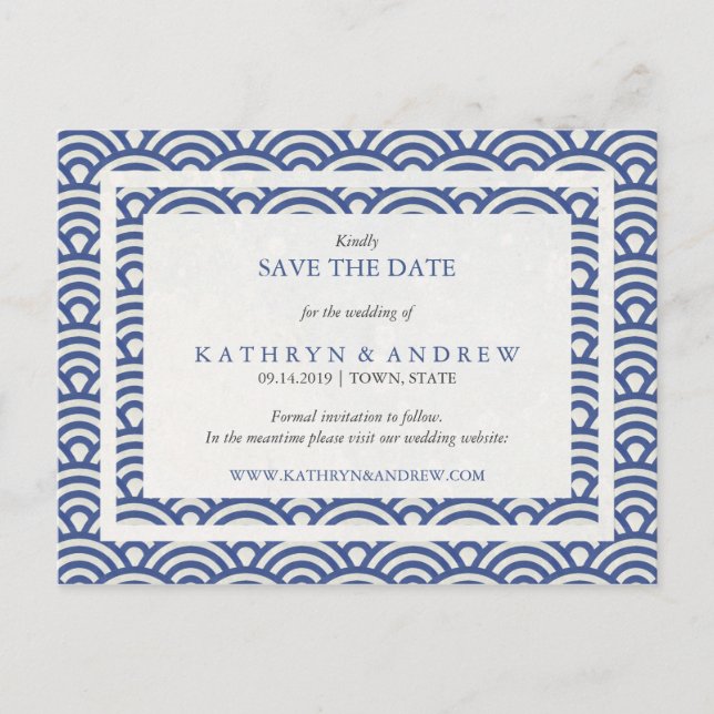 Postal De Anuncios Olas japonesas de Seigaiha Salvan La Fecha Sin Fot (Anverso)