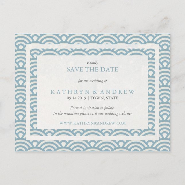 Postal De Anuncios Olas japonesas Seigaiha Guardar la fecha Sin foto (Anverso)