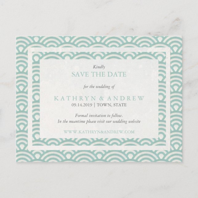 Postal De Anuncios Olas japonesas Seigaiha Guardar la fecha sin foto (Anverso)