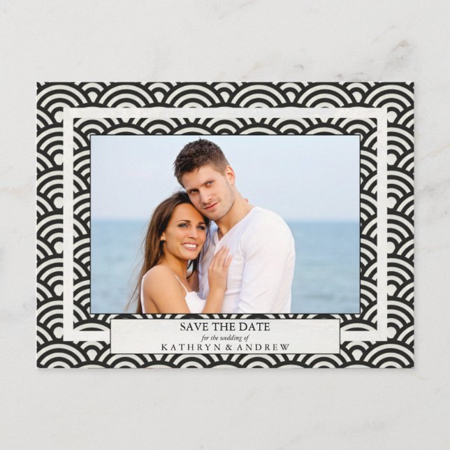 Postal De Anuncios Olas Seigaiha Japonesas Fotografía de Save The Dat (Anverso)