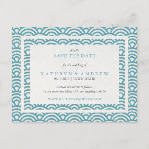 Postal De Anuncios Olas Seigaiha Japonesas Save The Date Sin Foto