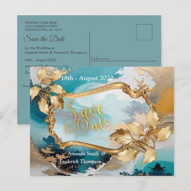 Postal De Anuncios Olas y paisajes asiáticos orientales artísticos (Anverso / Reverso)