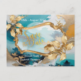 Postal De Anuncios Olas y paisajes asiáticos orientales artísticos