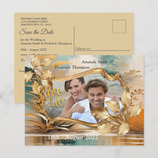 Postal De Anuncios Olas y paisajes orientales artísticos de Asia (Anverso / Reverso)