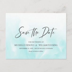 Postal De Anuncios Ombre Azul Claro Elegante Letra a Mano BODA