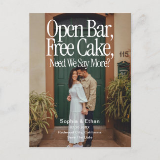 Postal De Anuncios Open Bar Free Cake Photo Retro Save The Date