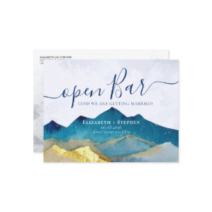 Postal De Anuncios Open Bar Gold Mountain Boda Foto Guardar fecha