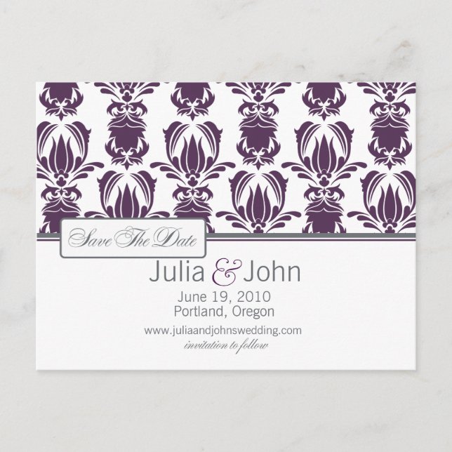Postal De Anuncios Opulent Damask Save the Date (Anverso)