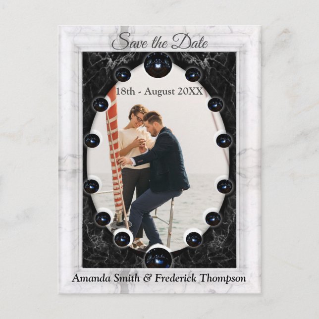 Postal De Anuncios Opulento  mármol blanco y negro + Esferas (Anverso)